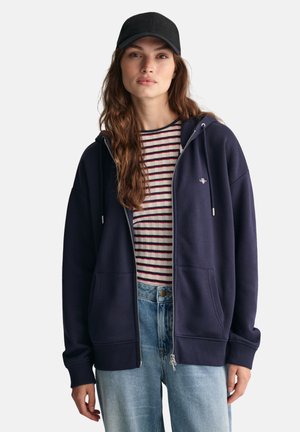 GANT SHIELD ZIP HOODIE - Sudadera con cremallera - evening blue