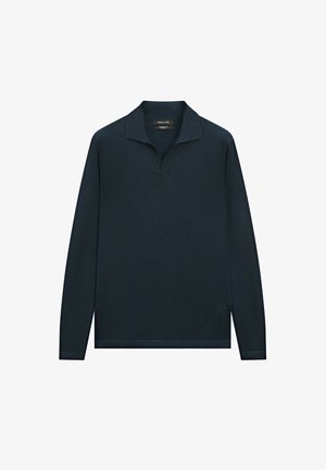 Massimo Dutti, 100% MERINO WOOL POLO KNIT JUMPER - Jumper - dark blue