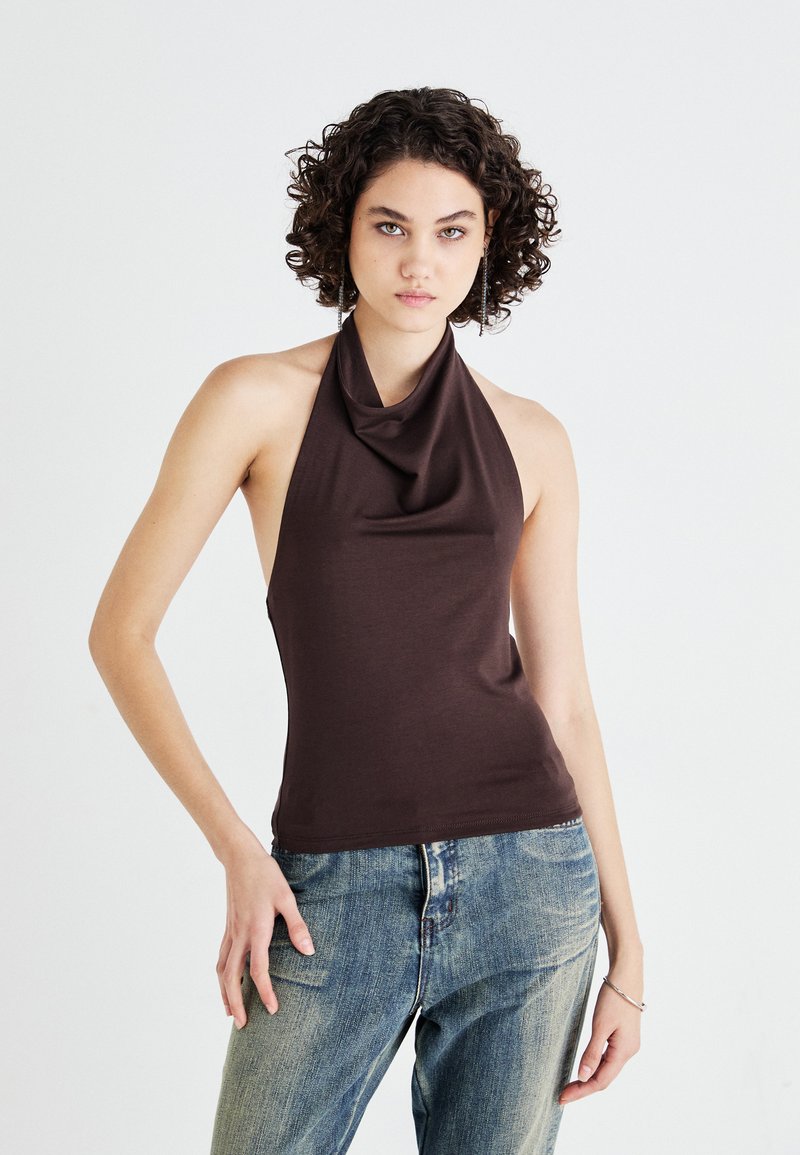 Gina Tricot SOFT TOUCH HALTERNECK TOP - Topp - java