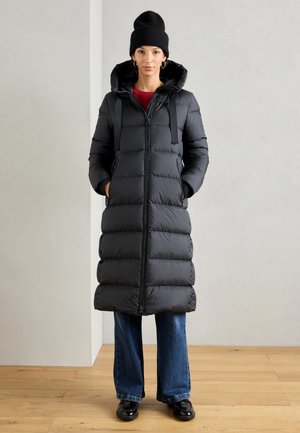 LONG COAT WITH HOOD DRAWSTRING AT WAIST - Páperový kabát - deep night blue
