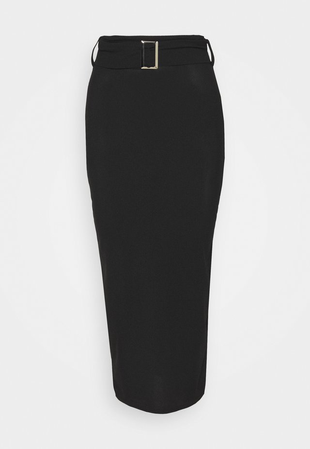 SELF BELTED MIDAXI SKIRT - Jupe crayon - black