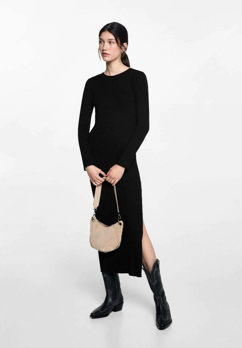 Mango Kids Pletené šaty - black