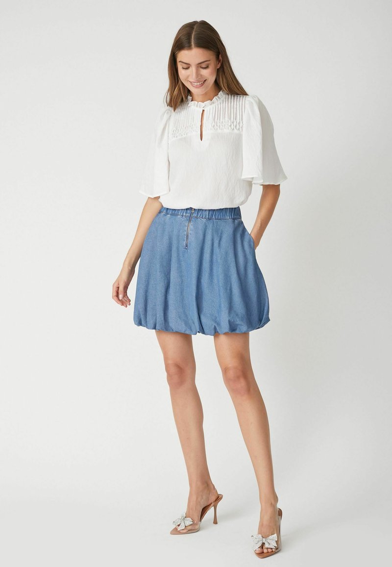 Jupe en Coton BIO pour Femme Éco-Responsable Bleu Denim Graine