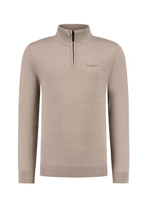 REGULAR FIT HALF ZIP - Trui - taupe