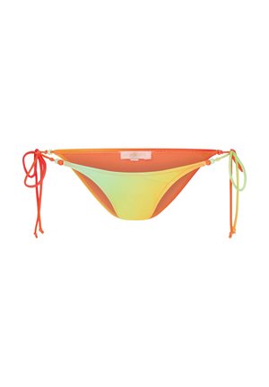 Slip bikini caratterizzato da una gradazione di arancione a giallo-verde. Legato ai lati con lacci a contrasto e un'etichetta con logo.