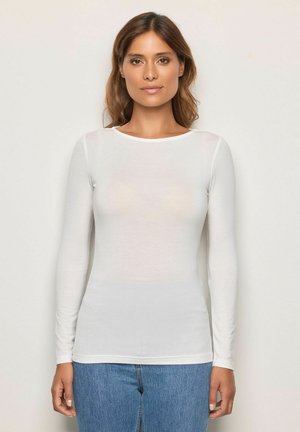 Langærmet T-shirt - white pearl (plain)