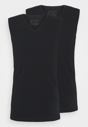 2PACK V-AUSSCHNITT  - Unterhemd/-shirt - schwarz