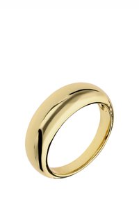 Goldfarbener Metallring mit einer glatten, polierten Oberfläche. Er hat eine abgerundete, bandartige Form ohne zusätzliche Muster oder Akzente.