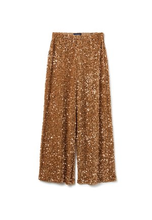 PALAZZO WITH SEQUINS - Pantalones - beige
