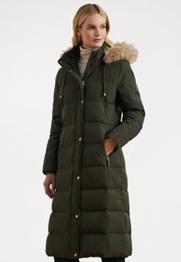 Lauren Ralph Lauren FAUX-FUR-TRIM HOODED DOWN COAT - Dūnu mētelis - loden