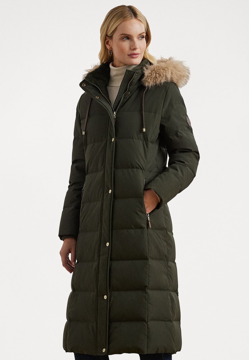 Lauren Ralph Lauren FAUX-FUR-TRIM HOODED DOWN COAT - Dūnu mētelis - loden