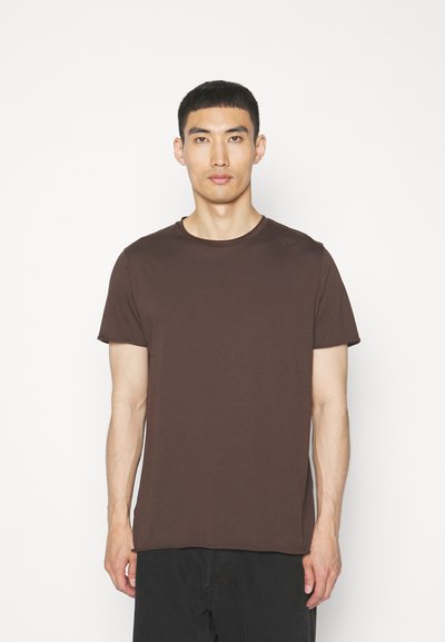 Filippa K ROLL NECK TEE - Basic póló - dark choco