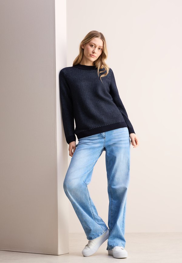 TWO-TONE STRUKTUR - Strickpullover - blau