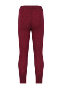 Mørkerøde tights lavet af blødt, tekstureret stof. Fittet design med høj talje og tætsiddende ankler. Ingen synlige mønstre eller metaldele.