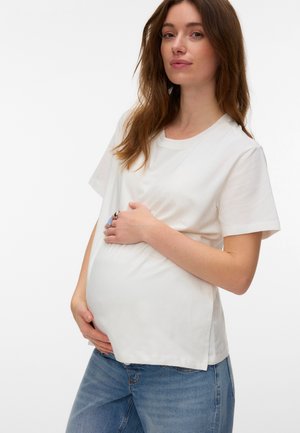 MAMALICIOUS MLHANNAH JUNE SS T-SHIRT 2F - Lihtne T-särk - snow white