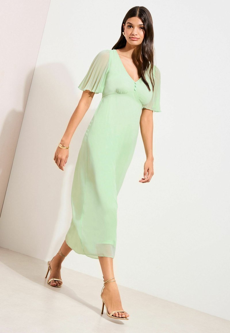 morgan and co green dress Morgan Co. Charmeuse Cowl Neck Midi Homecoming Dress, Womens, M, Jade main image 1