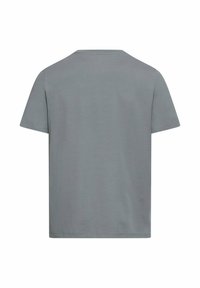 Grå t-shirt med korte ærmer og rund halsudskæring. Fremstillet af blødt stof, har en glat tekstur og et enkelt, ubesmykket design.