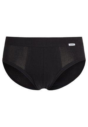 Czarne bawełniane majtki o gładkiej fakturze, elastycznym pasku w talii oraz naszywce Jockey z przodu. Klasyczny krój i minimalistyczny design.