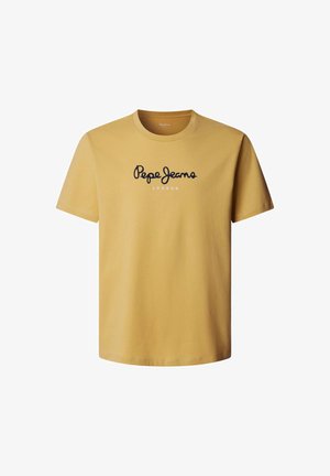 T-shirt di cotone giallo con maniche corte e scollatura a girocollo. Sulla parte anteriore è presente il logo "Pepe Jeans" in una scritta nera, con "LONDON" sottostante.