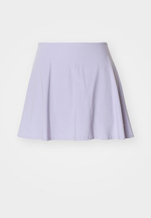 Lilac skater skirt made of soft cotton blend fabric, featuring a flared design, elastic waistband, and no visible patterns or accents.