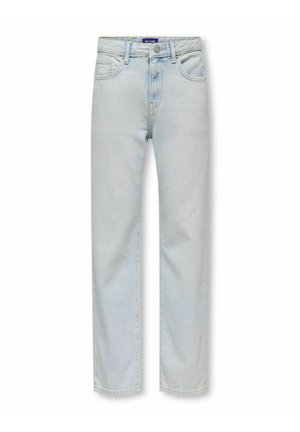 Lyseblå denimjeans med lige ben, fem-lomme design og knaplukning. Blød tekstur med subtile falme detaljer.