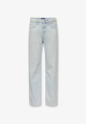 Lyseblå denimjeans med lige ben, fem-lomme design og knaplukning. Blød tekstur med subtile falme detaljer.