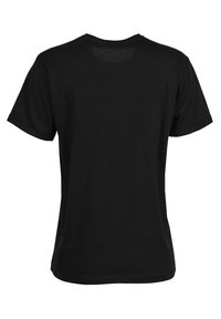 Czarna bawełniana koszulka z okrągłym dekoltem i krótkimi rękawami. Widok z tyłu ukazuje gładką fakturę bez dodatkowych elementów wzorniczych.