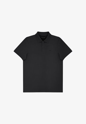 Czarny polo z bawełny, z kołnierzykiem, krótkimi rękawami i subtelnym logo marki na piersi. Gładka tekstura z klasycznym krojem.
