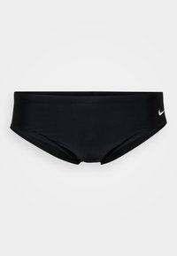 Mustat uintitrikoot, jotka on valmistettu sileästä ja joustavasta kankaasta. Ominaisuuksiin kuuluu matala vyötärö ja valkoinen Nike-logo oikealla puolella.