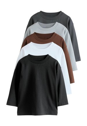 Next, REGULAR FIT - LONG SLEEVE T-SHIRTS 5 PACK . - Long sleeved top - black grey brown charcoal white