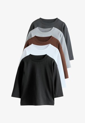 Next, REGULAR FIT - LONG SLEEVE T-SHIRTS 5 PACK . - Langærmet T-shirt - black grey brown charcoal white