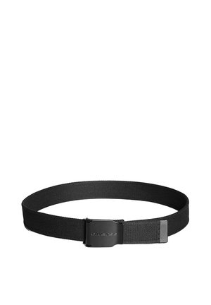 Czarny pasek z tkaniny plecionej z czarną metalową klamrą z wytłoczonym logo marki „diverse”.