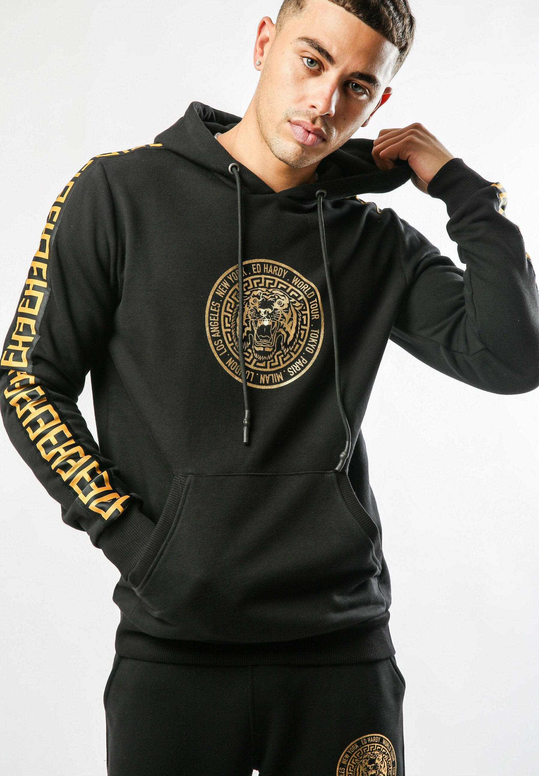 Ed Hardy ROUR-TOUR POUCH HOODY Jersey con capucha black/negro