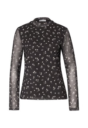 Street One, LANGARM MESH-SHIRT MIT RUNDHALS UND PRINT - Bluse - black coffee