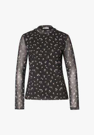 Street One, LANGARM MESH-SHIRT MIT RUNDHALS UND PRINT - Bluse - black coffee