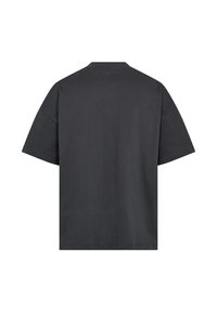 Grå bomulds T-shirt med afslappet pasform, korte ærmer og rund halsudskæring. Bagsiden er ensfarvet uden yderligere mønstre eller detaljer.