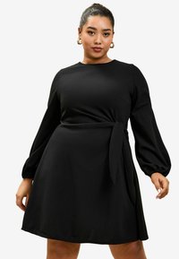 Lipsy - PLUS SIZE FIT - LONG SLEEVE TIE SIDE - Jersey dress - black Thumbnail Image 1