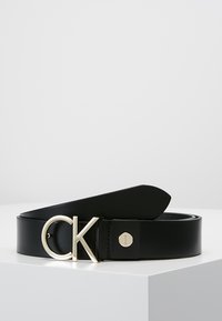 Calvin Klein - LOGO BELT - Vyö - black/light gold-coloured Pienoiskuva 1