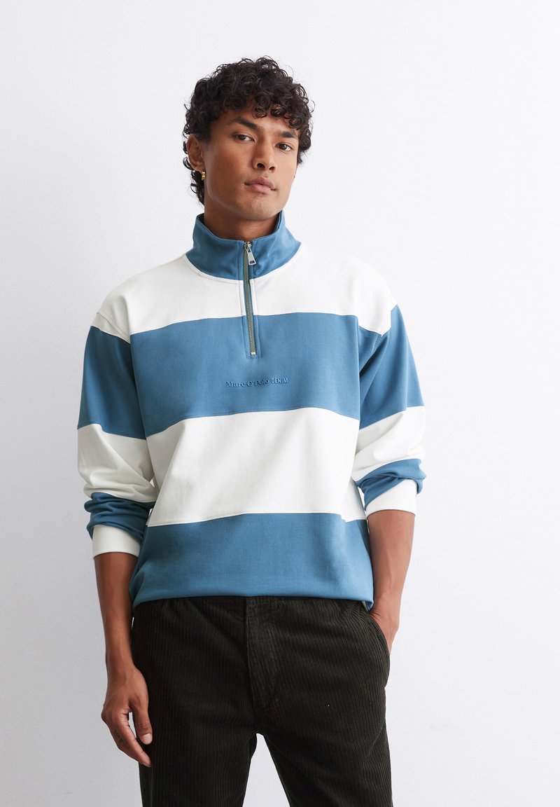 Marc O'Polo DENIM CUT SEW TROYER LSL RELAXED FIT - Melegítőfelső - medium blue multi