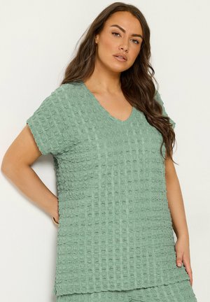 Yours Clothing, BUBBLE TEXTURED T-SHIRT - T-Shirt print - light green