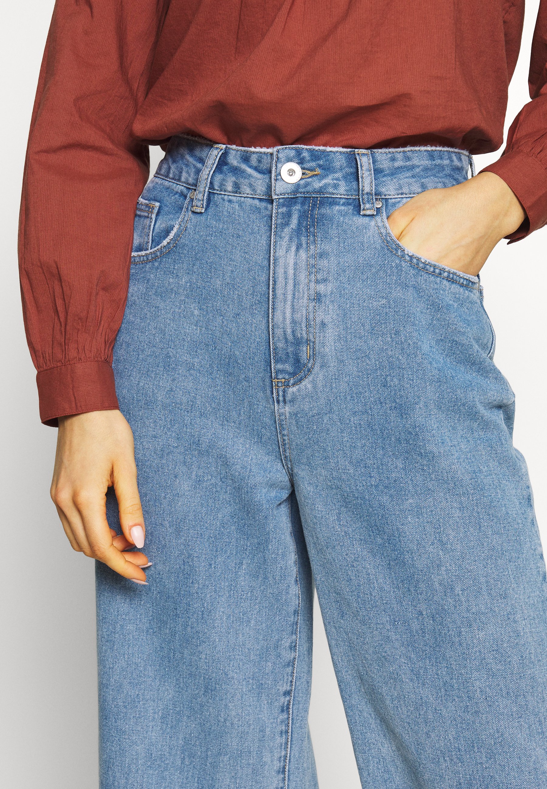 Cotton On HIGH RISE WIDE LEG - Straight leg jeans - stonewash blue/stone  blue denim - Zalando.co.uk