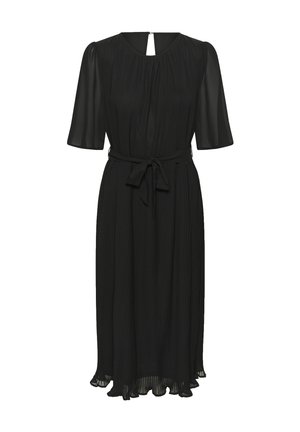 Must sulgeda, põlve pikkuses kleit pehmest, voltitud kangast. Omab lühikesi varrukaid, ümmargust kaelaauku ja eemaldatavat sidumisrihma vööl.