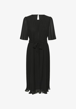 Must sulgeda, põlve pikkuses kleit pehmest, voltitud kangast. Omab lühikesi varrukaid, ümmargust kaelaauku ja eemaldatavat sidumisrihma vööl.