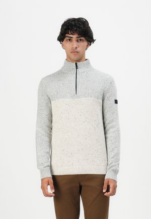 STRUCTURED TROYER - Strickpullover - grey/offwhite