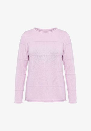 Ulla Popken, TEXTURED STRIPED ROLLED EDGE SWEATER - Maglione - dusty rose