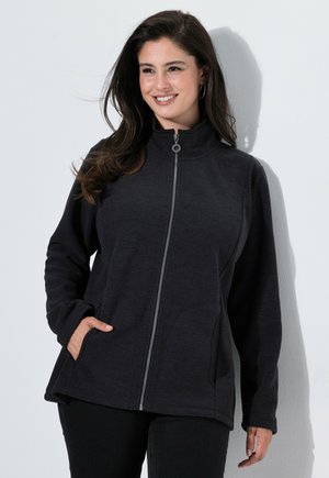 Ulla Popken, ZIP-UP COLLARED FLEECE JACKET - Fleecejacke - black