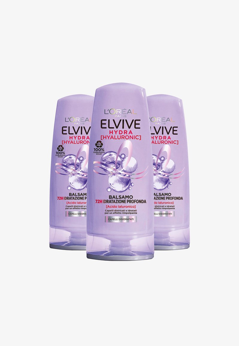 L'Oréal Paris - ELVIVE BALSAMO CON ACIDO IALURONICO 72H IDRATAZIONE PROFONDA HYDRA HYALURONIC 400 ML - 3 PACK - Balsamo, Ingrandire