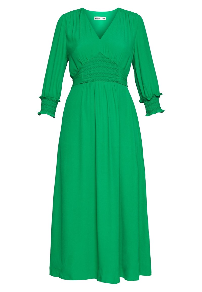 green emerald velvet dress Whistles Green Leopard Printed Midi Dress