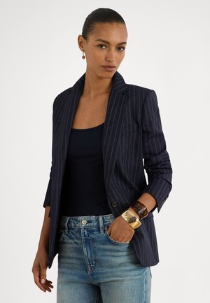 STRIPED WOOL-BLEND TWILL BLAZER - Blazer - navy/cream
