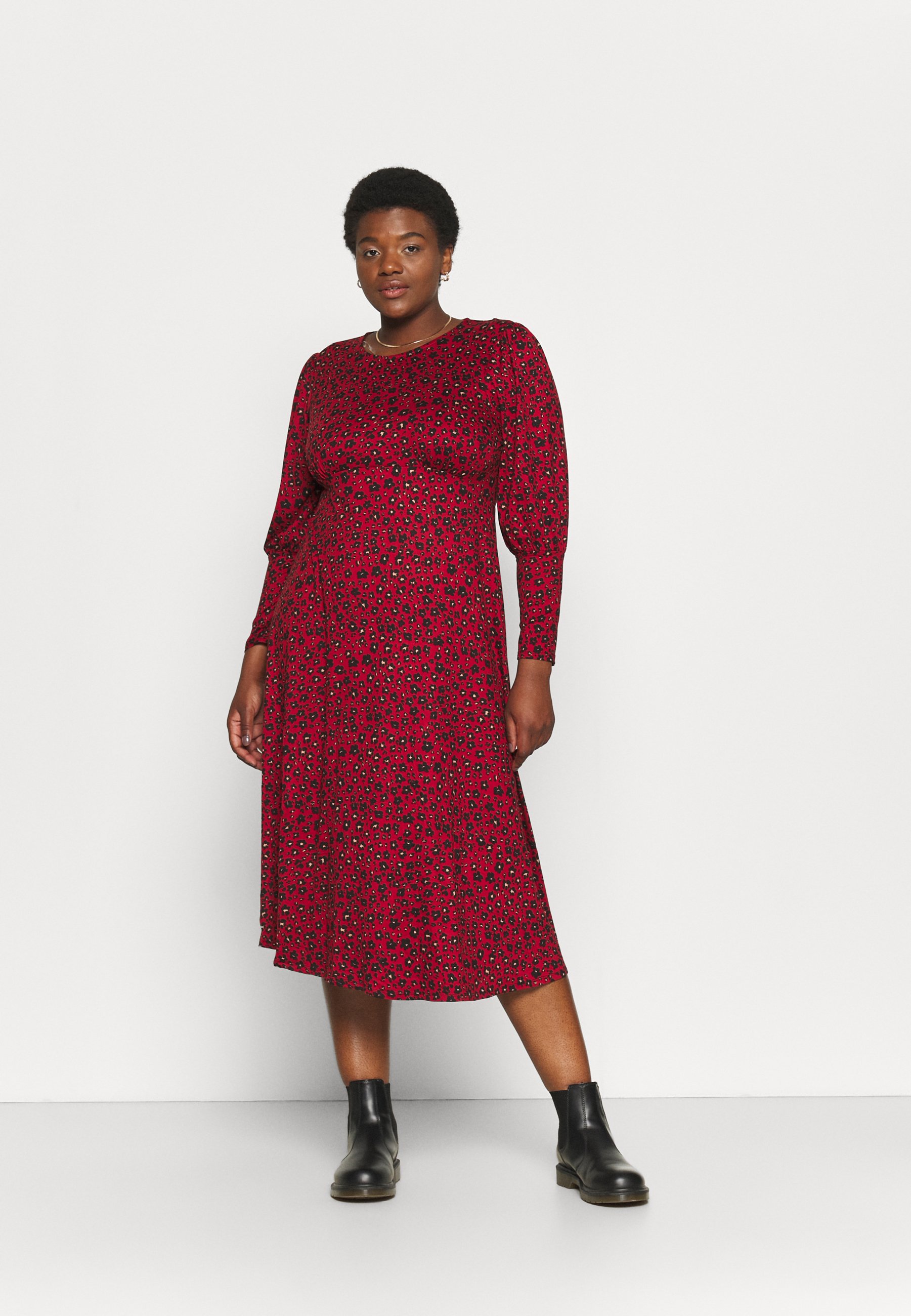 Simply Be Jersey dress - red animal/red 